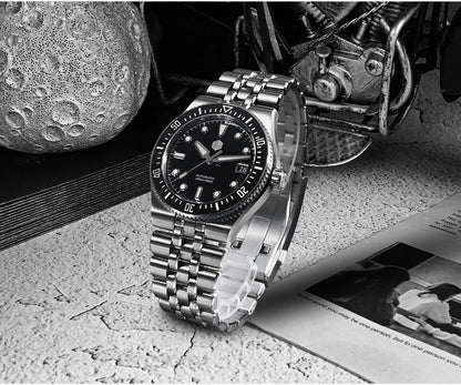San Martin 40mm Enamel Spiral Dial Integrated Bracelet Men Diver Watch Miyota 9015 Automatic Mechanical Waterproof 200m SN0148