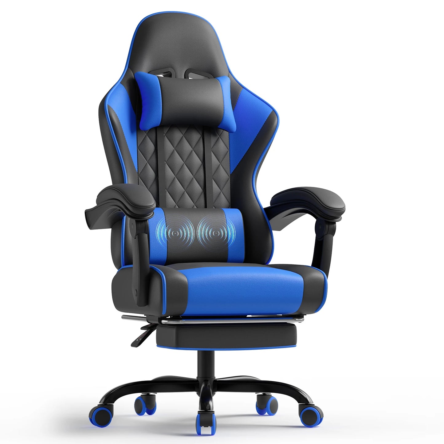 Devoko Ergonomic Massage Gaming Chair with Lumbar Support, Adjustable Height Reclining Swivel Office Chair with Headrest & Footrest