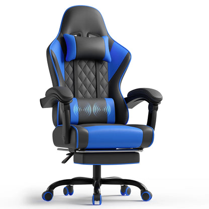 Devoko Ergonomic Massage Gaming Chair with Lumbar Support, Adjustable Height Reclining Swivel Office Chair with Headrest & Footrest