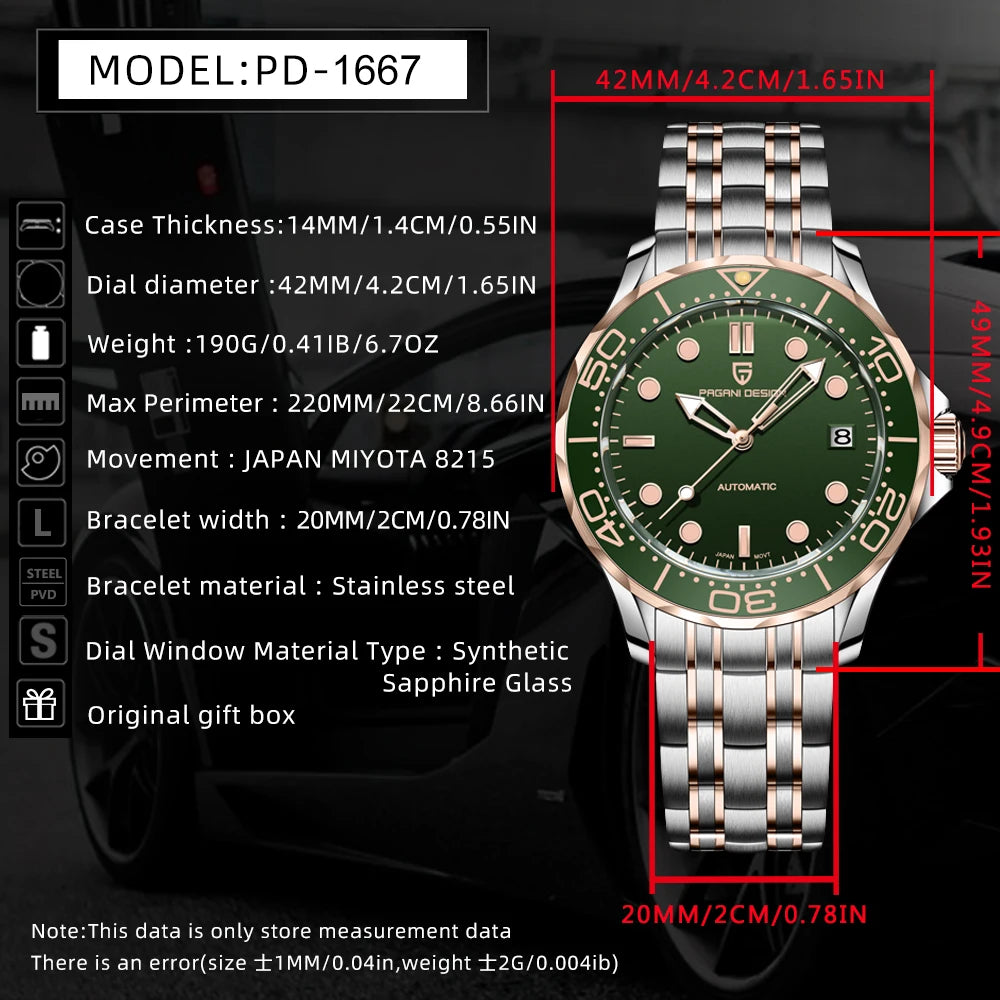PAGANI DESIGN 2026 New automatic watch for men 007, luxury automatic watch for men, mechanical watch for men, AR sapphire, luminous, EU local delivery