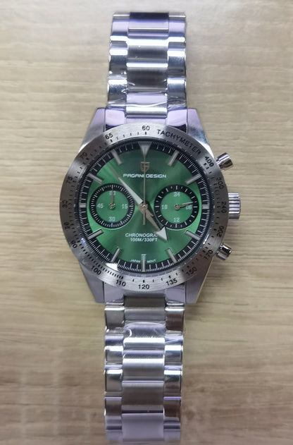 PAGANI DESIGN 2024 New Wide Arrow Moon Men's Watches Luxury Quartz Watch For Men Sport Retro Chronograph VK64 AR Sapphire Glass