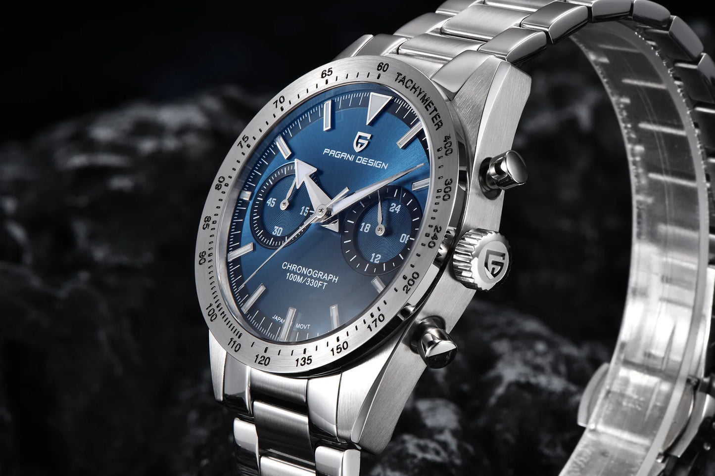 PAGANI DESIGN 2024 New Wide Arrow Moon Men's Watches Luxury Quartz Watch For Men Sport Retro Chronograph VK64 AR Sapphire Glass