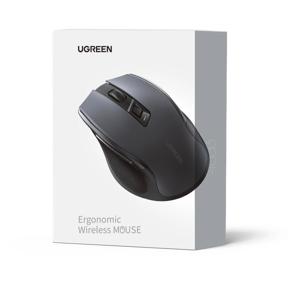 UGREEN langaton hiiri Bluetooth 5.0, ergonominen 4000DPI, 6 hiljaista painiketta, MacBookille, tableteille, kannettaville tietokoneille, tietokoneille ja PC:lle, 2.4G-hiiri
