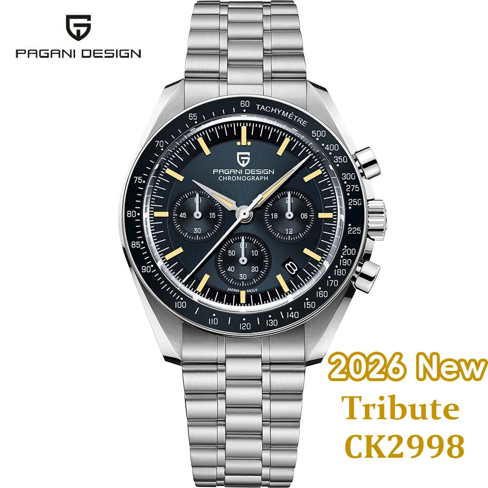 PAGANI DESIGN Planetary Series Saturn Light Tan  Quartz Watch Men Speed Chronograph AR Sapphire crystal Wristwatch Men 2026 New