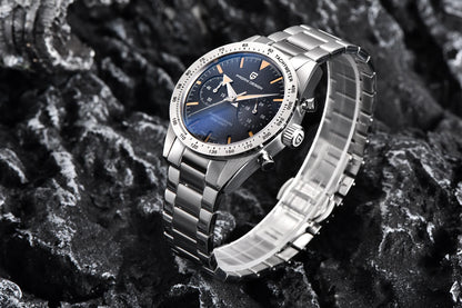 PAGANI DESIGN 2024 New Wide Arrow Moon Men's Watches Luxury Quartz Watch For Men Sport Retro Chronograph VK64 AR Sapphire Glass