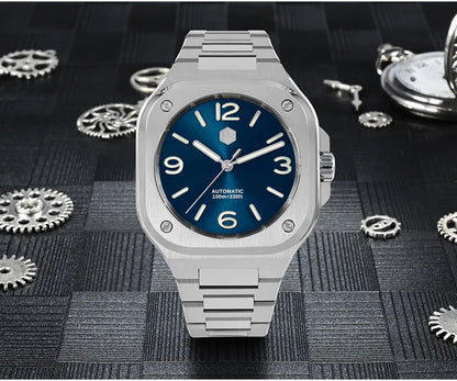 San Martin 40mm Classic Luxury Sport Watch Distinctive Square Case Stainless Steel Men Watch Automatic Mechanical 10 Bar SN0074