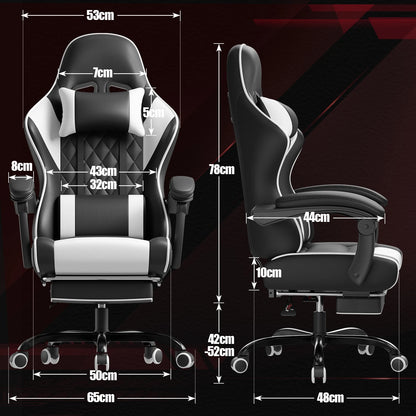 Devoko Ergonomic Massage Gaming Chair with Lumbar Support, Adjustable Height Reclining Swivel Office Chair with Headrest & Footrest