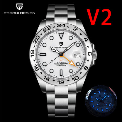 PAGANI DESIGN 2026 New Automatic Machinery Men's Watch GMT DG5833 Stainless Steel Sapphire Crystal 10 Bar Waterproof Watch