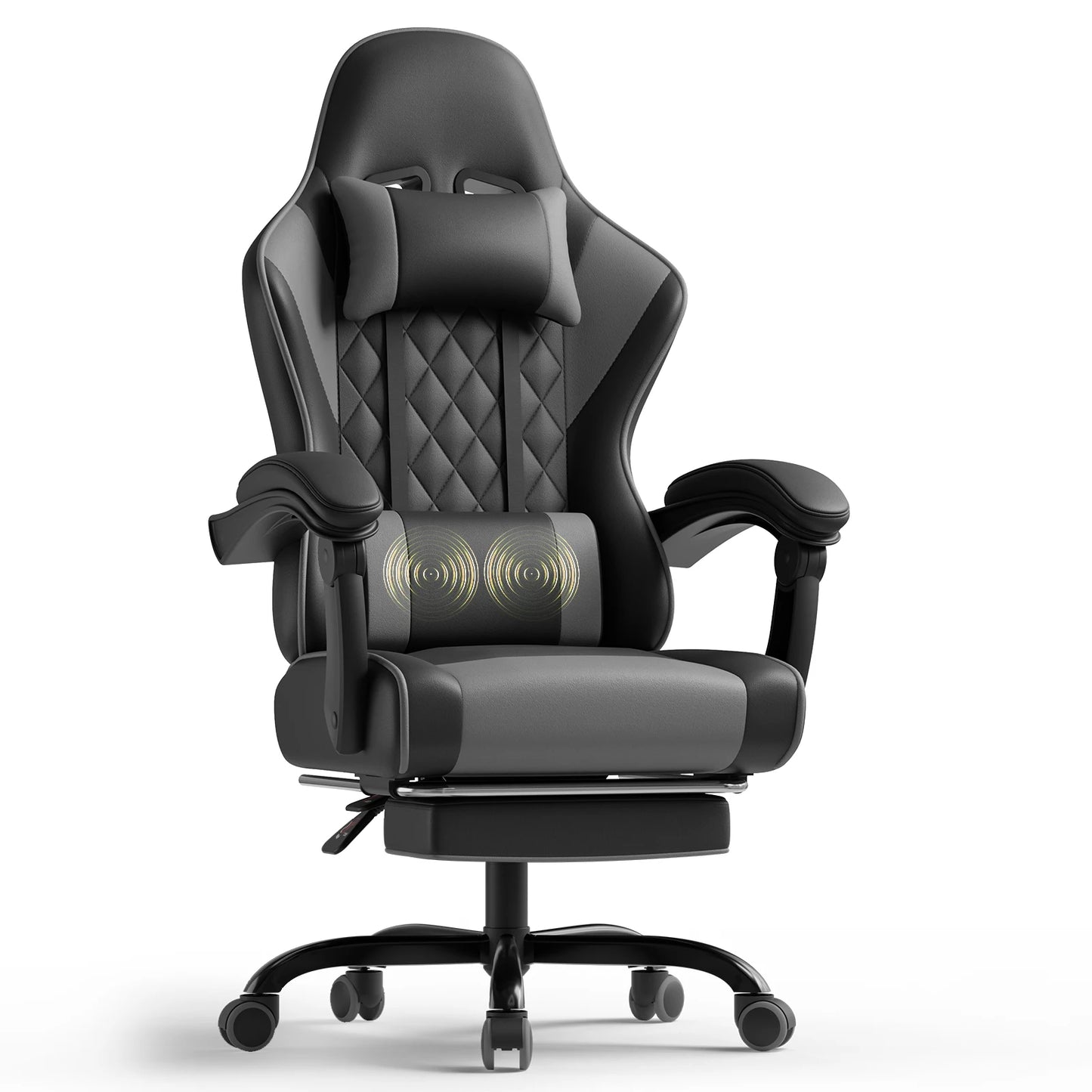 Devoko Ergonomic Massage Gaming Chair with Lumbar Support, Adjustable Height Reclining Swivel Office Chair with Headrest & Footrest