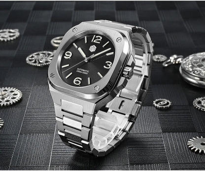San Martin 40mm Classic Luxury Sport Watch Distinctive Square Case Stainless Steel Men Watch Automatic Mechanical 10 Bar SN0074