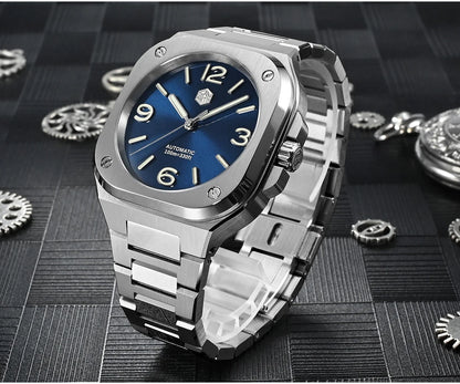 San Martin 40mm Classic Luxury Sport Watch Distinctive Square Case Stainless Steel Men Watch Automatic Mechanical 10 Bar SN0074