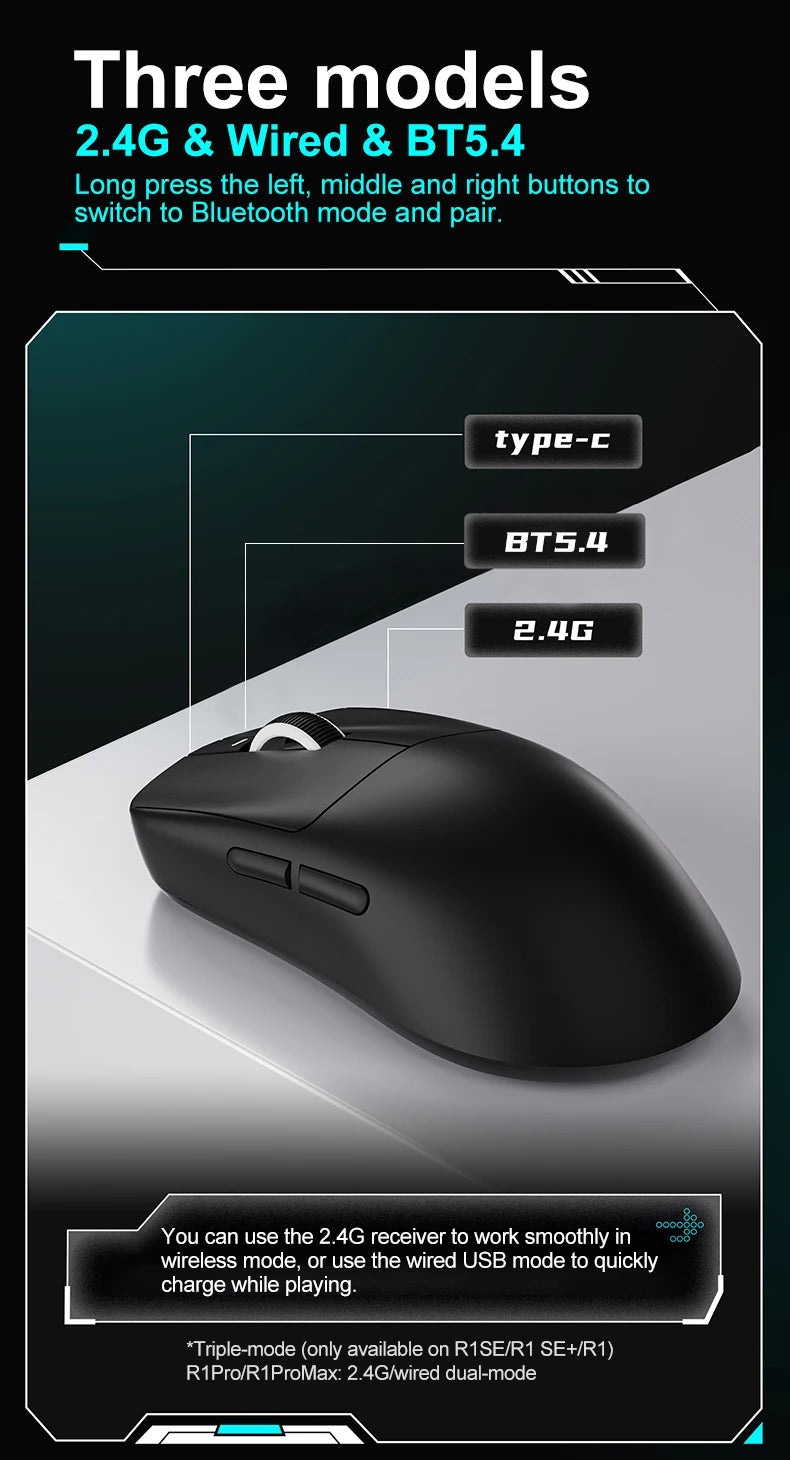 Mouse gaming wireless ATK VXE Dragonfly R1 Pro MAX PAW3395 R1 SE Plus personalizzato per eSport FPS, ricaricabile e leggero