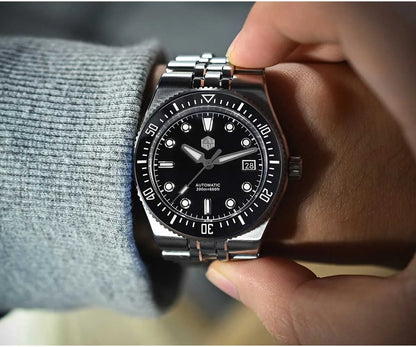 San Martin 40mm Enamel Spiral Dial Integrated Bracelet Men Diver Watch Miyota 9015 Automatic Mechanical Waterproof 200m SN0148