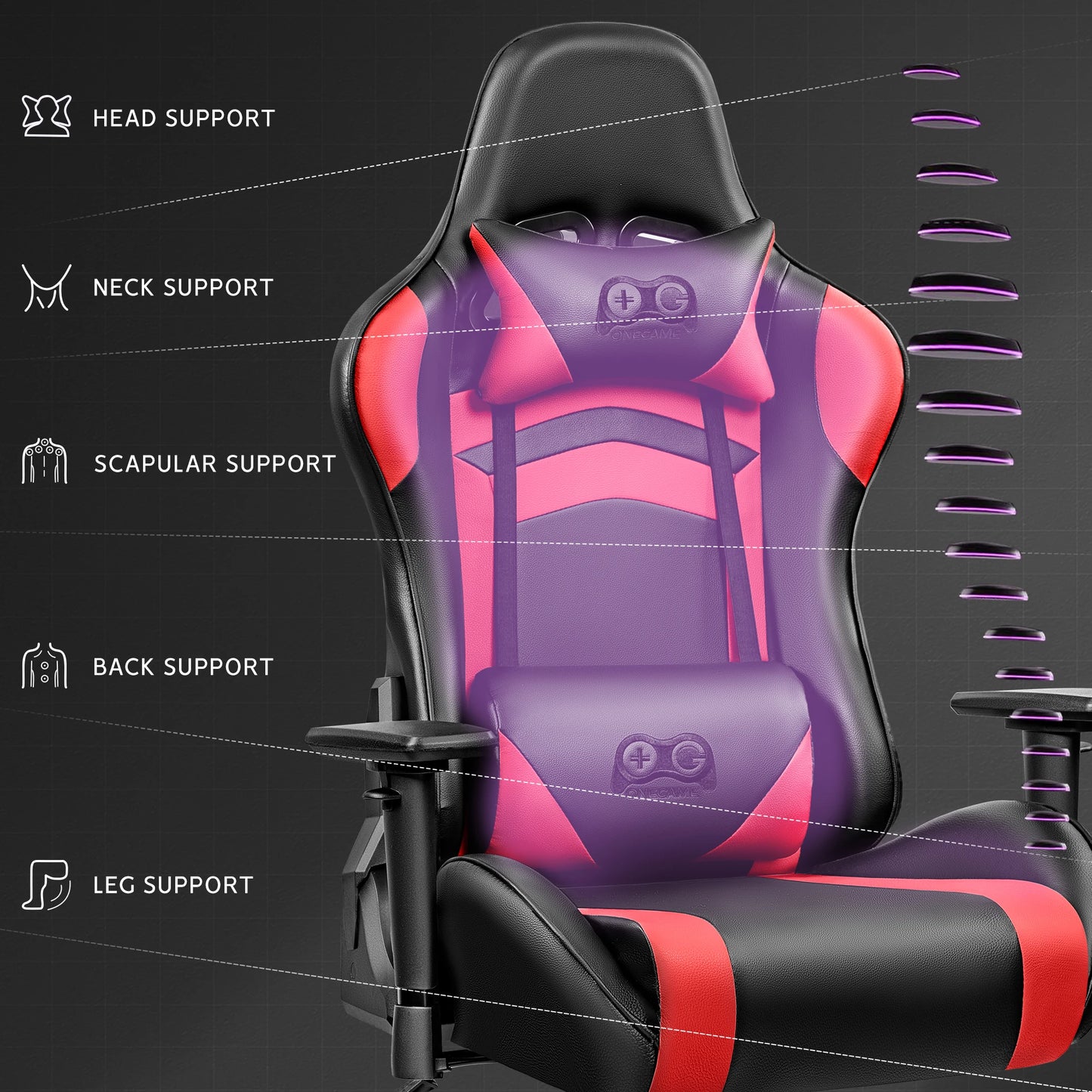 Ergonomic Gaming Chair PU Leather Office Chair with Adjustable Armrests, Waterproof Racing Chair, 150kg Heavy Duty Reclining Gaming Seat