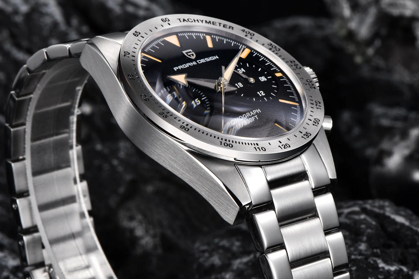 PAGANI DESIGN 2024 New Wide Arrow Moon Men's Watches Luxury Quartz Watch For Men Sport Retro Chronograph VK64 AR Sapphire Glass
