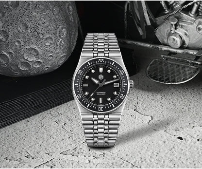 San Martin 40mm Enamel Spiral Dial Integrated Bracelet Men Diver Watch Miyota 9015 Automatic Mechanical Waterproof 200m SN0148