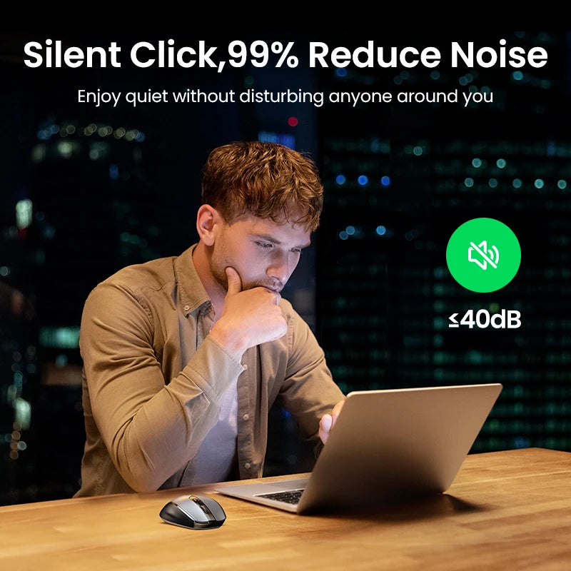 UGREEN Wireless Ergonomic Mouse 4000 DPI Silent 2.4GHz 6-Button Mouse for Laptop, MacBook, PC & Tablet