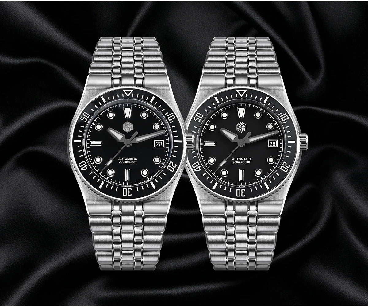 San Martin 40mm Enamel Spiral Dial Integrated Bracelet Men Diver Watch Miyota 9015 Automatic Mechanical Waterproof 200m SN0148
