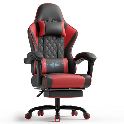 Devoko Ergonomic Massage Gaming Chair with Lumbar Support, Adjustable Height Reclining Swivel Office Chair with Headrest & Footrest