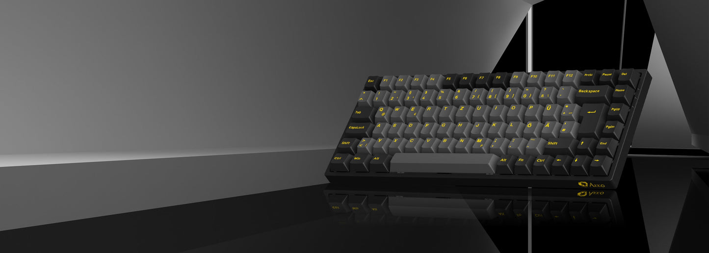 Akko 3084B Plus Black & Gold 75% ISO-DE Layout Mechanical Gaming Keyboard Hot-swapple Multi-Modes 2.4GHz /USB Type-C/BT 5.0