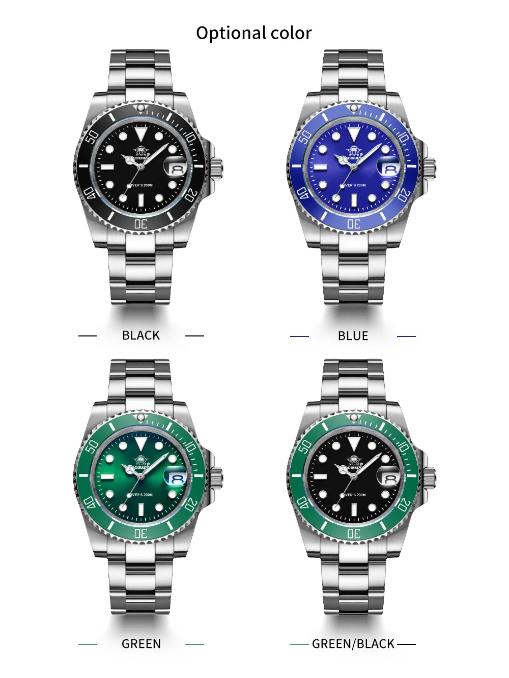 ADDIESDIVE Luxury Men's Watch Ceramic bezel BGW9 Super Bright Luminous Leisure Quartz Watch 200m Waterproof Outdoor Sports Watch