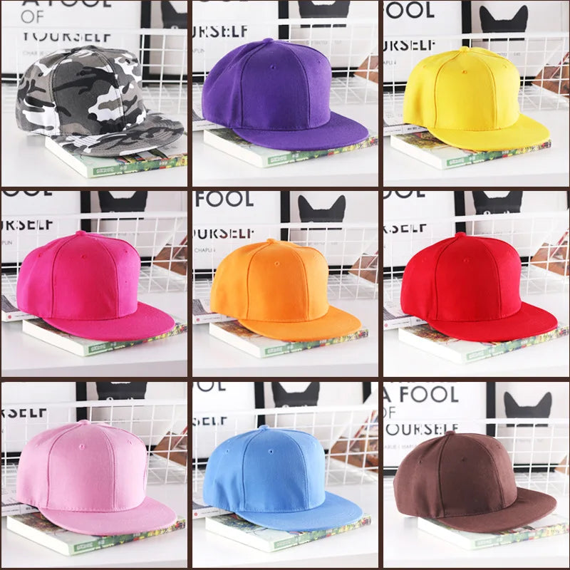 Casquette hip-hop unie pour homme, casquette snapback, casquettes de baseball pour femme, casquettes à visière plate ajustable, visières unies, pour garçons et filles, danse de rue
