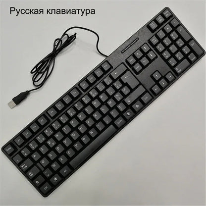 Spanish French Russian Arabic Letter Keycaps Keyboard Gaming Keyboard USB Wired 104 Keys for Computer