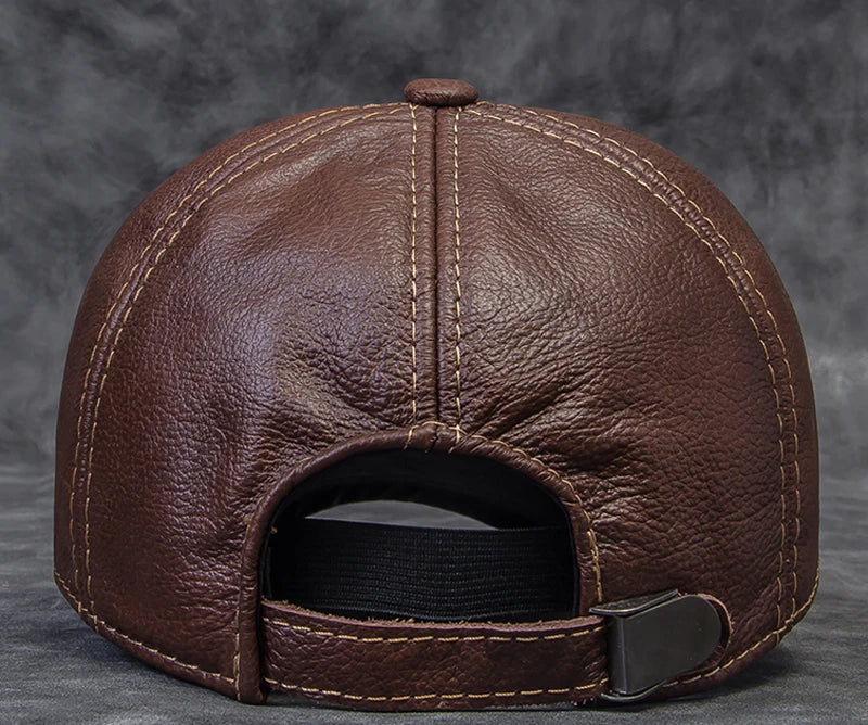 2025 Male Genuine Leather Cowhide 56-60CM Black/Brown Baseball Caps Eagle Print For Man Casual Street Gf Gorras Dad Hat