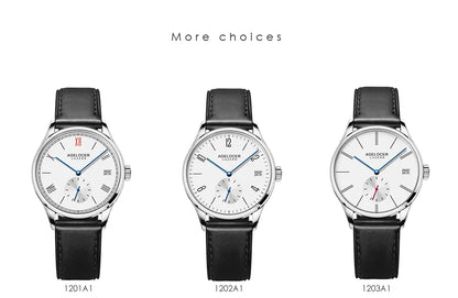 AGELOCER Original Budapest Watch Lady Leather Watch Strap Simple Big Calendar Automatic Mechanical Watch Birthday Gift for Women