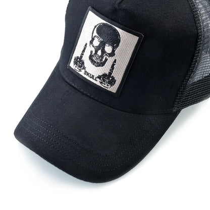 Męska czapka baseballowa z haftowaną naszywką z czaszką, czapka typu snapback w stylu hip-hopowym, czapka typu trucker dla kobiet, czapka na cztery pory roku, czapka outdoorowa z oddychającym daszkiem, czapki w kolorze kości