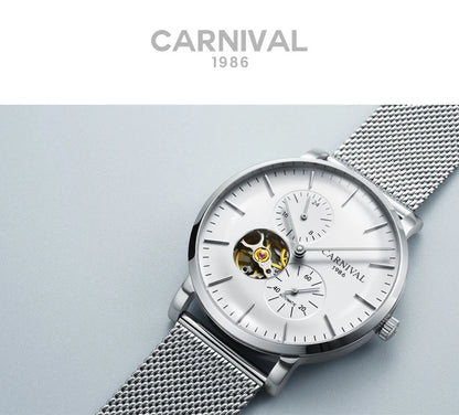 Orologio meccanico da uomo Carnival – Orologio da polso automatico di lusso con vetro zaffiro