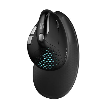 DELUX M618XSD Ergonomic Vertical Mouse with OLED Screen, 4000 DPI, Rechargeable 1000mAh Battery, Wireless & Wired Computer Mouse