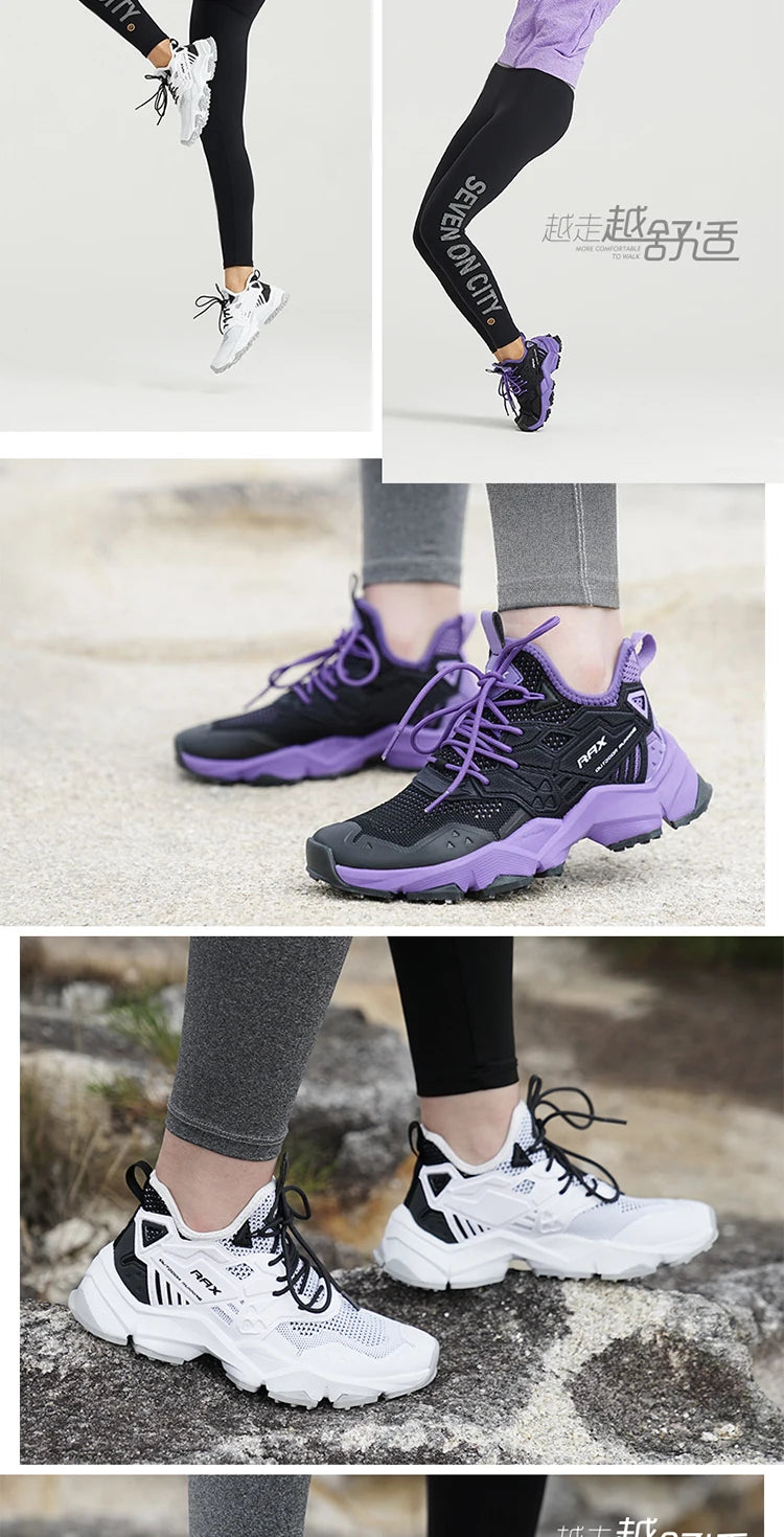 RAX Running Shoes Men & Women Outdoor Sport Breathable Lightweight Sneakers Air Mesh Upper Anti-Slip Natural Rubber Outsole