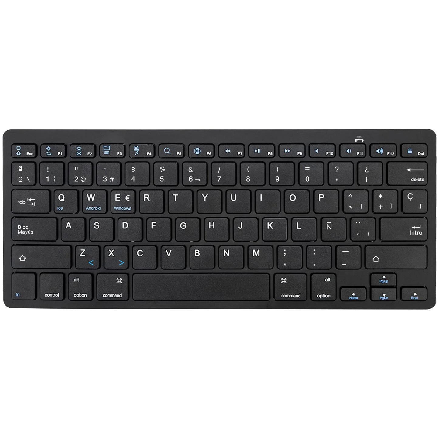 Portable Spanish Bluetooth Keyboard Light Slim Wireless Keyboard for Mac iPad iPhone iOS Android Windows Smart TV