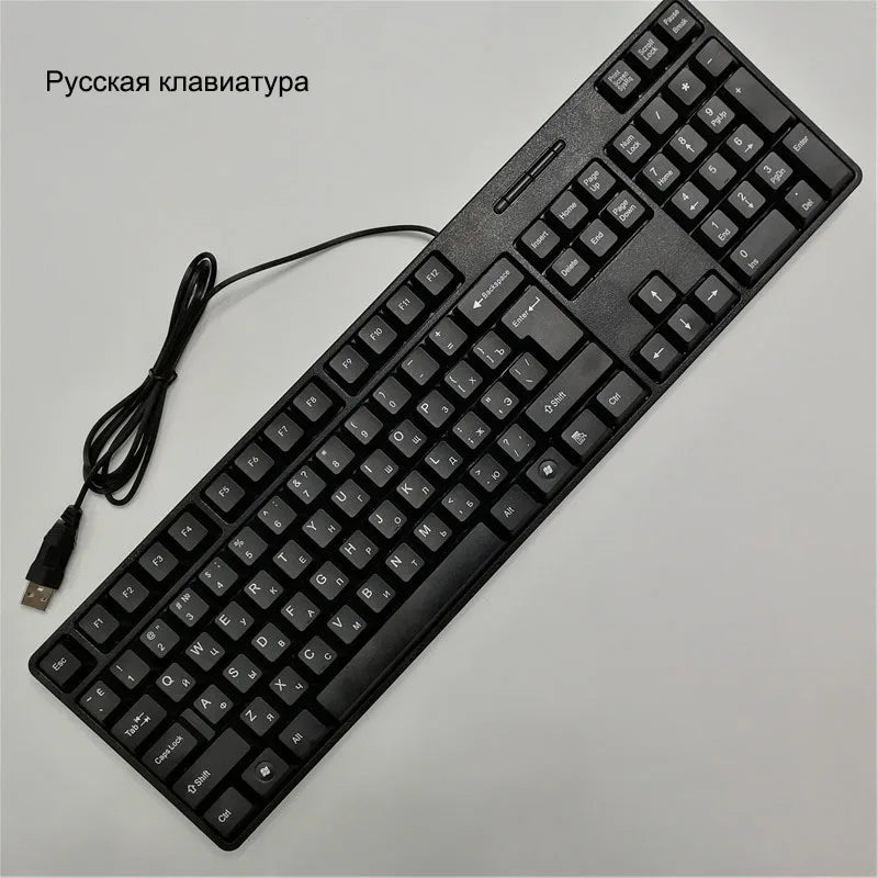 Spanish French Russian Arabic Letter Keycaps Keyboard Gaming Keyboard USB Wired 104 Keys for Computer