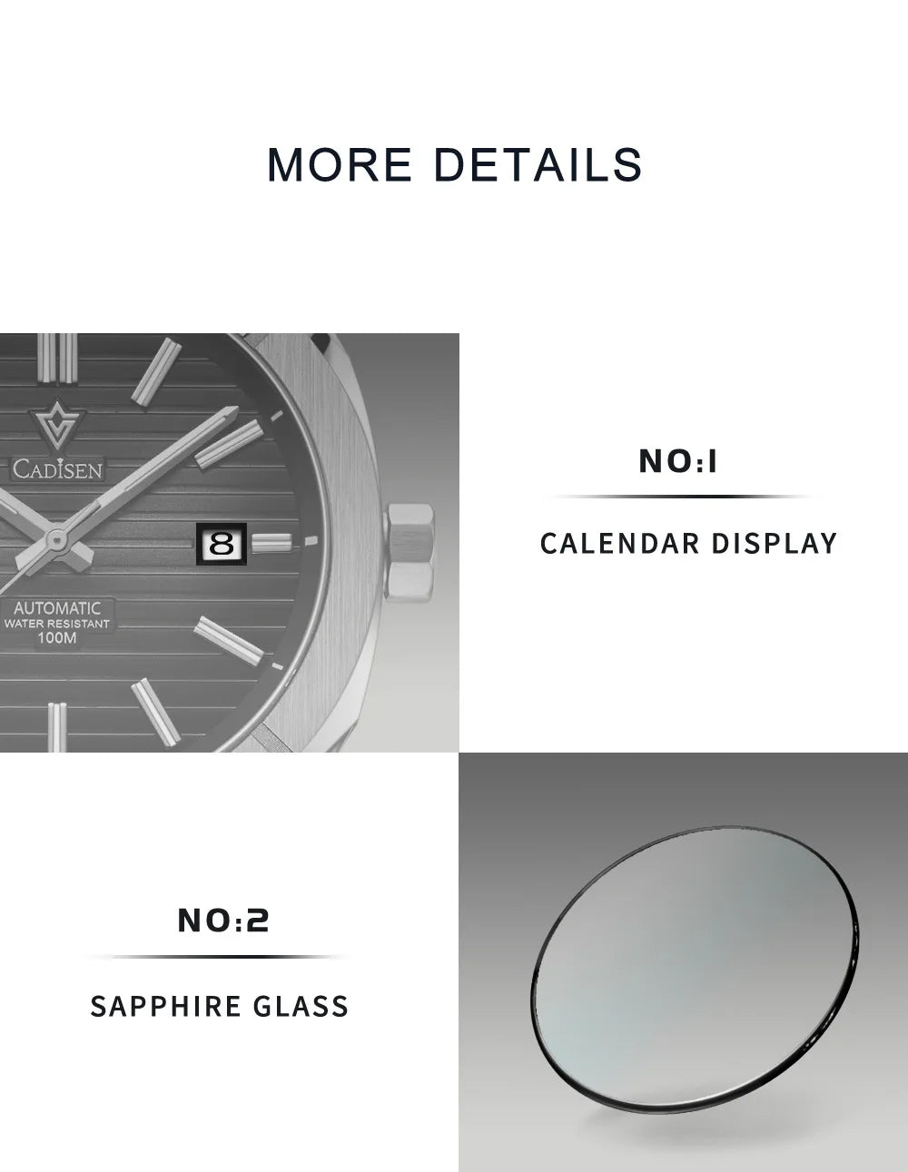 CADISEN Watch for Men Luxury Automatic Men Miyota 8215 Movement Sapphire Crystal 42mm Dial 100m Waterproof  Wristwatches C8200