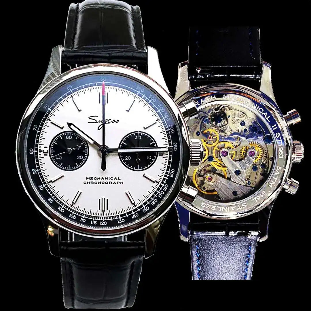 Limitovaná edícia oficiálnych pilotných mechanických hodiniek s chronografom ST19, originálne vojenské pánske náramkové hodinky s priemerom 40 mm, mechanické hodinky typu „Panda“