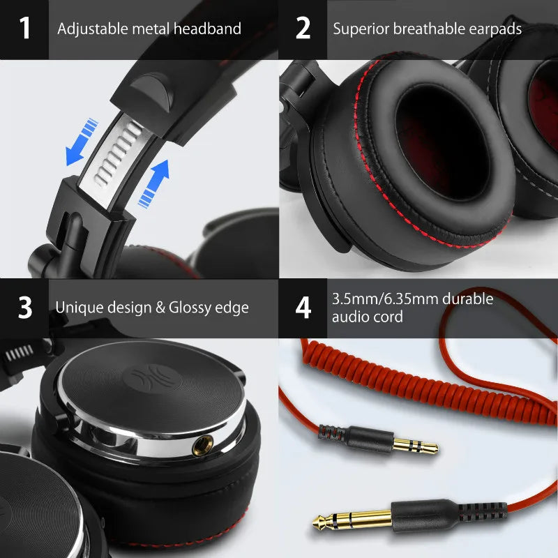 Oneodio Wired Headphones Professional Studio Pro 10/30/50 DJ Headphones With Microphone Over Ear HiFi Hi-Res Monitor Headset