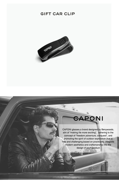 CAPONI Polarized Sun Glasses For Men Light Carbon Fiber Photochromic Black Shades Driving UV420 Oil-proof Lenses Eyewear BS34713