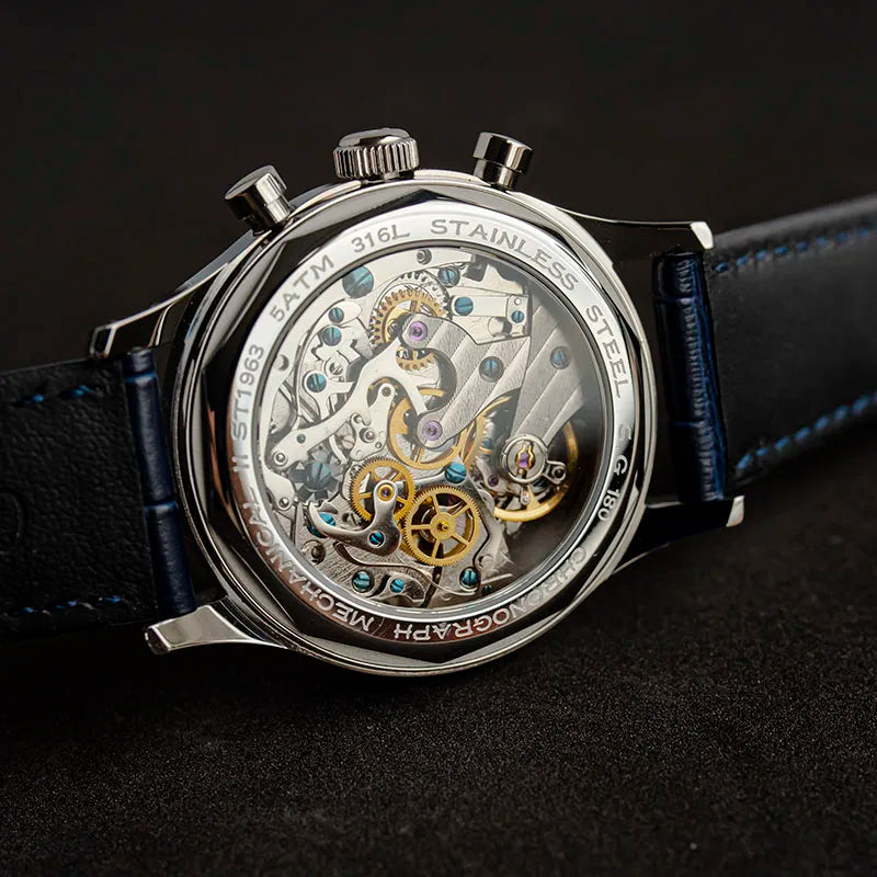 Limitovaná edícia oficiálnych pilotných mechanických hodiniek s chronografom ST19, originálne vojenské pánske náramkové hodinky s priemerom 40 mm, mechanické hodinky typu „Panda“