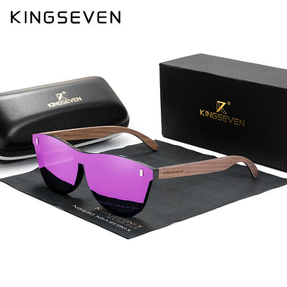 KINGSEVEN Exclusive Design Vintage Men's Glasses Walnut Wooden Sunglasses UV400 Protection Fashion Square Sun glasses Women 5510