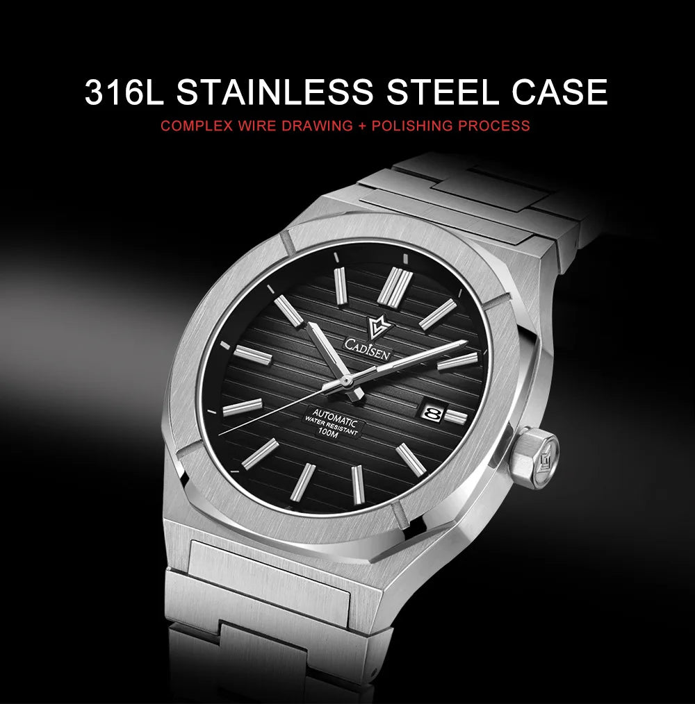 CADISEN Watch for Men Luxury Automatic Men Miyota 8215 Movement Sapphire Crystal 42mm Dial 100m Waterproof  Wristwatches C8200