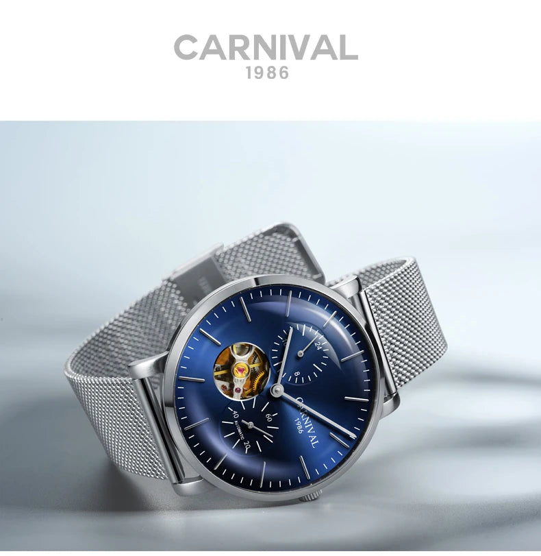 Orologio meccanico da uomo Carnival – Orologio da polso automatico di lusso con vetro zaffiro