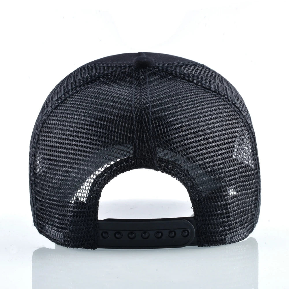 Męska czapka baseballowa z haftowaną naszywką z czaszką, czapka typu snapback w stylu hip-hopowym, czapka typu trucker dla kobiet, czapka na cztery pory roku, czapka outdoorowa z oddychającym daszkiem, czapki w kolorze kości