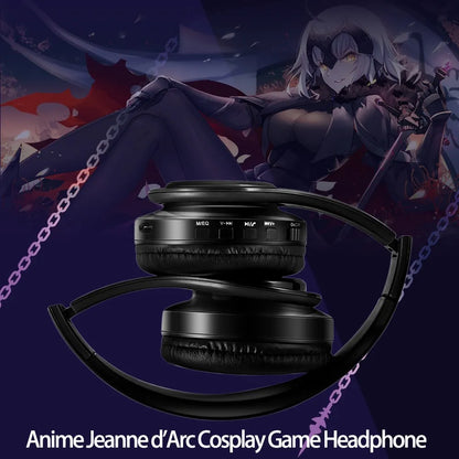 Fate Grand Order Jeanne d'Arc Anime Bluetooth Headphones Wireless Gaming Headset with Microphone, Stereo Sound, Silent Disco Earphones