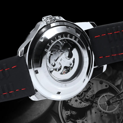 Orologio automatico da uomo WINNER – Modello meccanico scheletrato, lancette luminescenti, cinturino in gomma, stile sportivo e lussuoso, ideale per le attività all’aria aperta