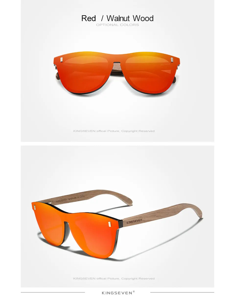 KINGSEVEN Exclusive Design Vintage Men's Glasses Walnut Wooden Sunglasses UV400 Protection Fashion Square Sun glasses Women 5510