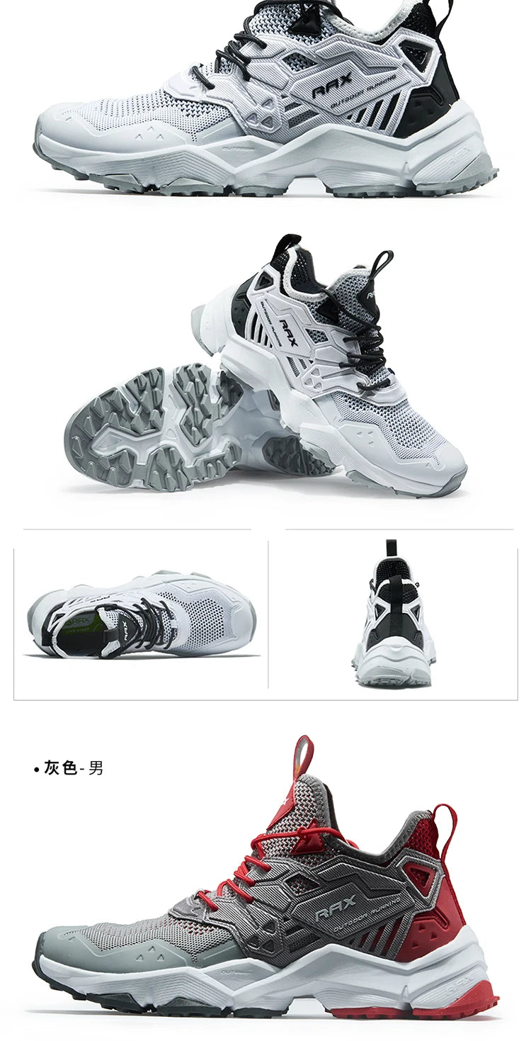 RAX Running Shoes Men & Women Outdoor Sport Breathable Lightweight Sneakers Air Mesh Upper Anti-Slip Natural Rubber Outsole