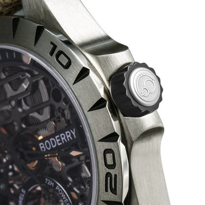 Boderry Urban Men's Titanium Watches Top Brand Fashion Skeleton Automatic Mechanical Waterproof Watch Hi-beat 72H Power-reserve