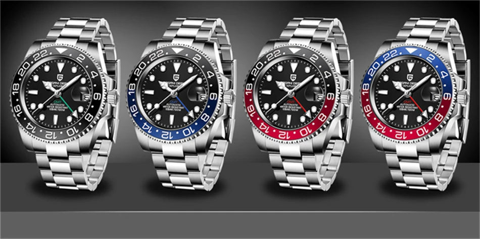 2026 Nuevo reloj mecánico de lujo para hombre PAGANI DESIGN, acero inoxidable, GMT, marca líder, cristal de zafiro, reloj para hombre
